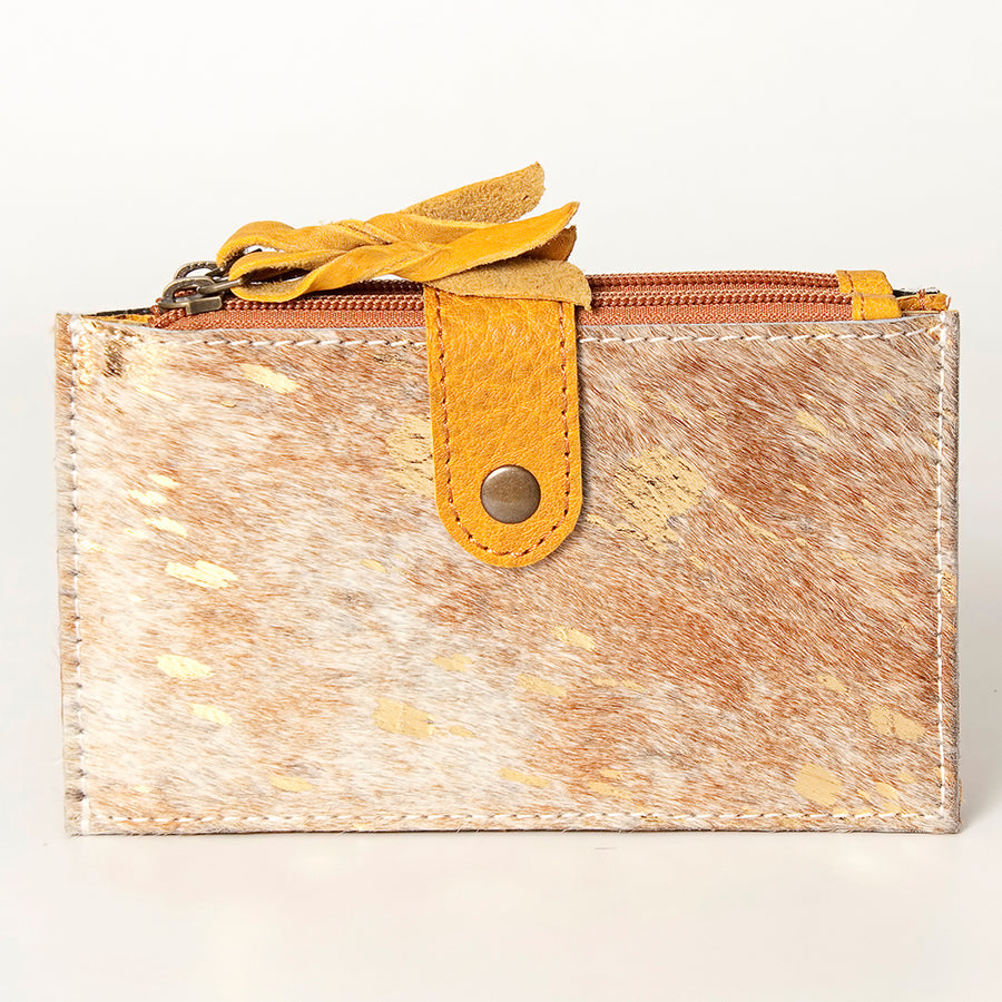 American Darling Card-Holder, Genuine Hair-On Cowhide & Full Grain Leather, Slim Western Travel Wallet