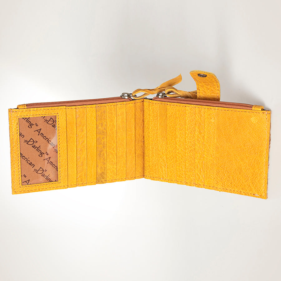 American Darling Card-Holder, Genuine Hair-On Cowhide & Full Grain Leather, Slim Western Travel Wallet