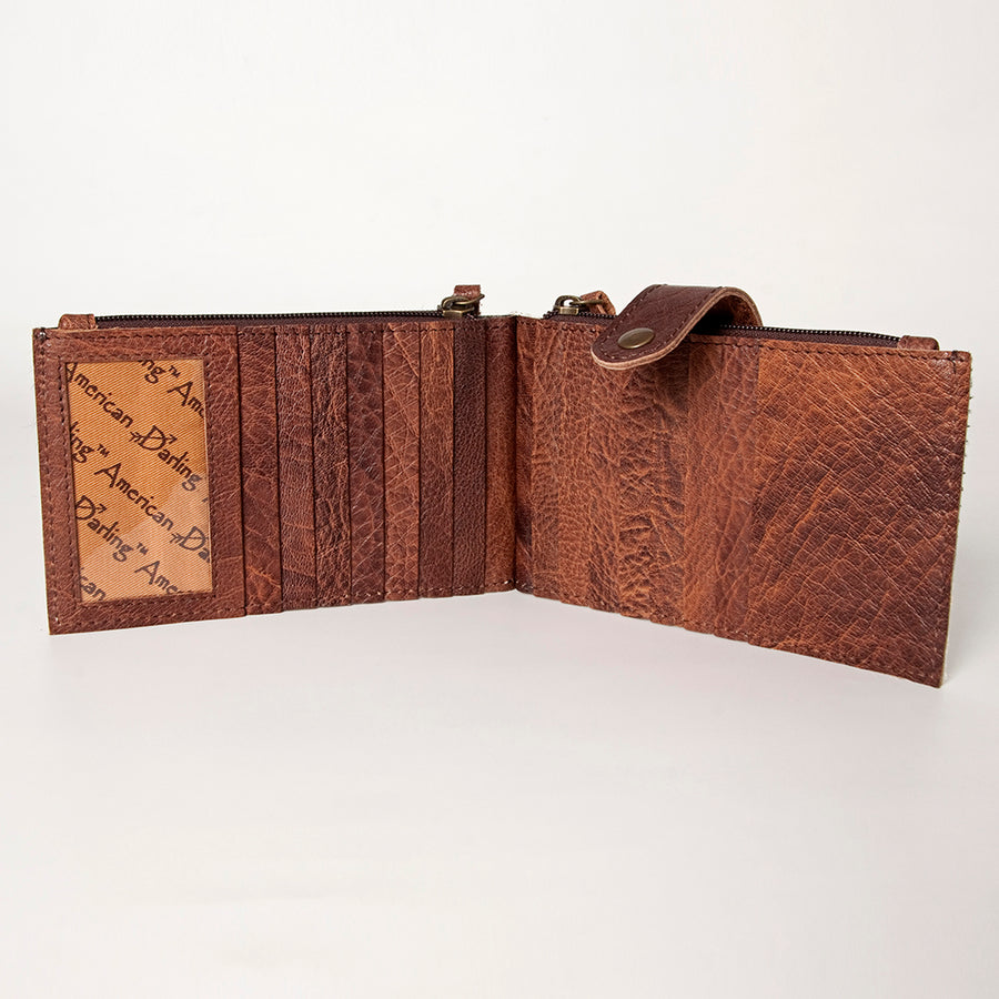American Darling Card-Holder, Genuine Hair-On Cowhide & Full Grain Leather, Slim Western Travel Wallet