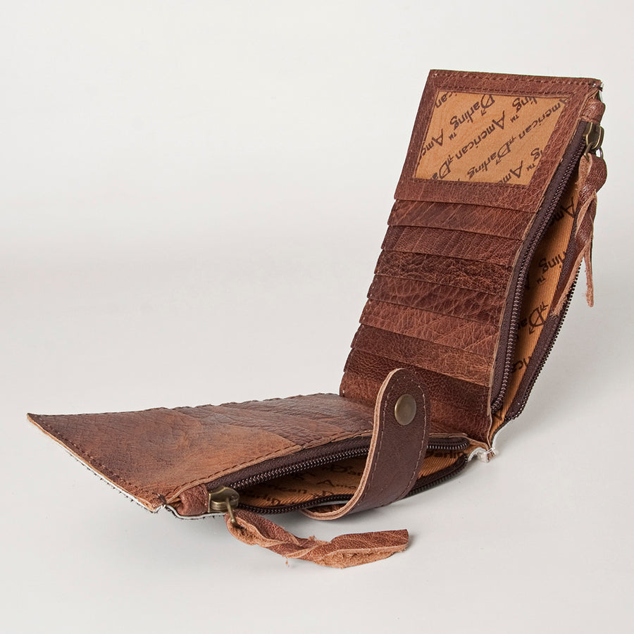 American Darling Card-Holder, Genuine Hair-On Cowhide & Full Grain Leather, Slim Western Travel Wallet