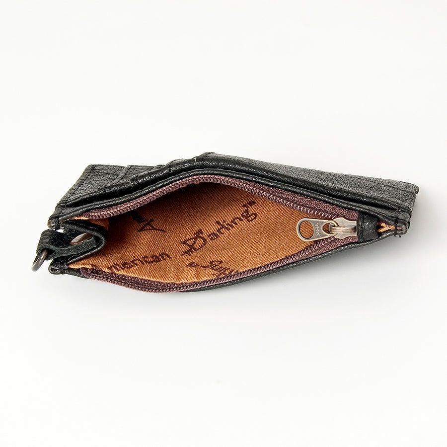 American Darling Card-Holder, Genuine Full Grain Vegetable Tanned Leather, Slim Western Minimalist Wallet, 3in X 5in