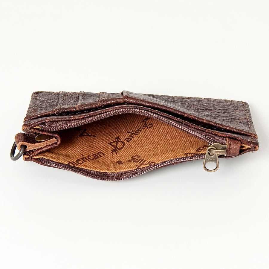 American Darling Card-Holder, Genuine Full Grain Vegetable Tanned Leather, Slim Western Minimalist Wallet, 3in X 5in