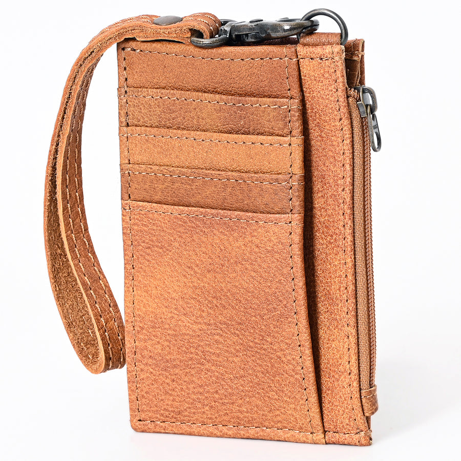 American Darling Card-Holder, Genuine Full Grain Vegetable Tanned Leather, Slim Western Minimalist Wallet, 3in X 5in