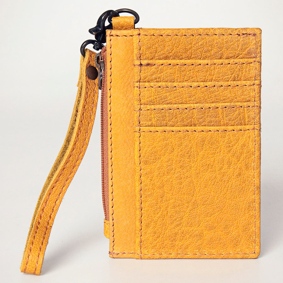 American Darling Card-Holder, Genuine Full Grain Vegetable Tanned Leather, Slim Western Minimalist Wallet, 3in X 5in
