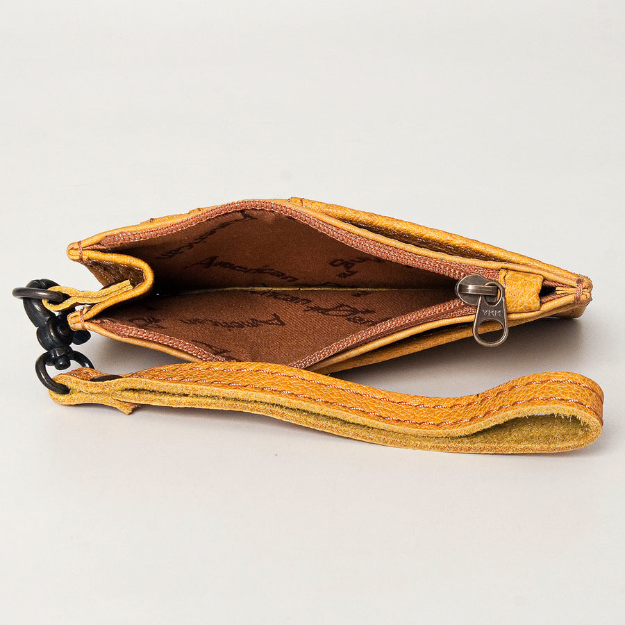 American Darling Card-Holder, Genuine Full Grain Vegetable Tanned Leather, Slim Western Minimalist Wallet, 3in X 5in