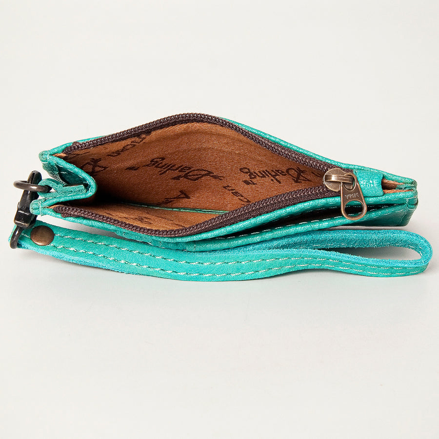 American Darling Card-Holder, Genuine Full Grain Vegetable Tanned Leather, Slim Western Minimalist Wallet, 3in X 5in