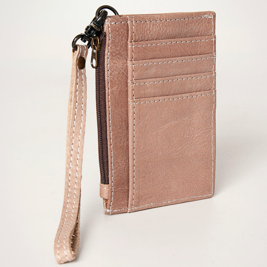 American Darling Card-Holder, Genuine Full Grain Vegetable Tanned Leather, Slim Western Minimalist Wallet, 3in X 5in
