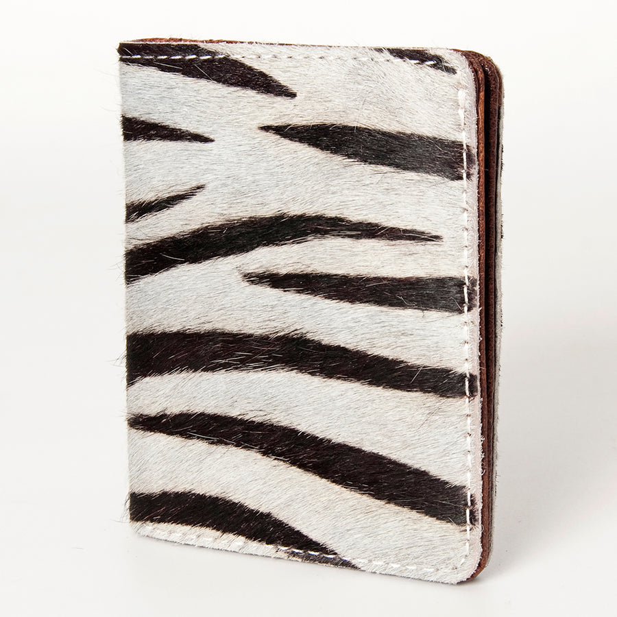 Zebra print hair-on-hide leather journal with brown binding - Uhorse