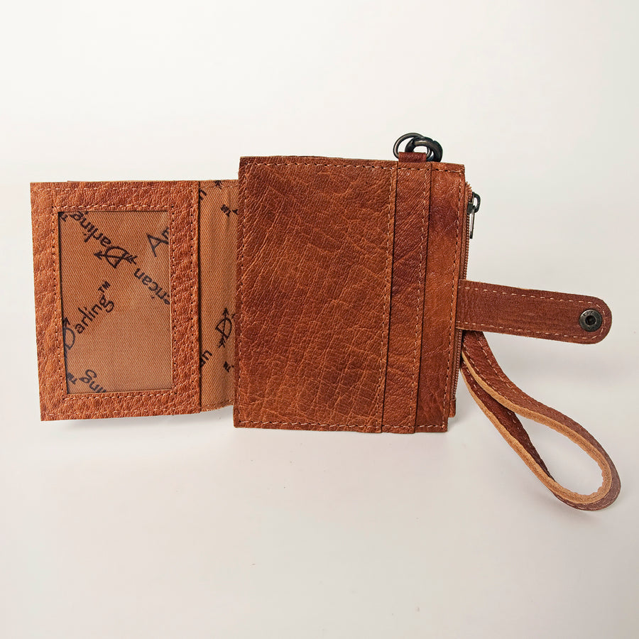 American Darling Card-Holder, Genuine Full Grain Vegetable Tanned Leather, Slim Western Minimalist Wallet