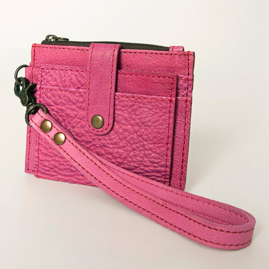 American Darling Handcrafted Pink Leather Card-Holder - Full Grain Western Slim Wallet - Uhorse