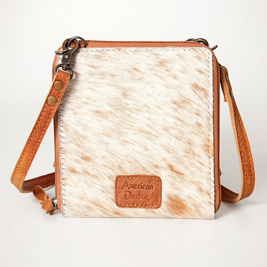 American Darling Cross body Bag, Hair-On Cowhide & Genuine Full Grain Leather, Western Shoulder Purse, 6in (H) X 6in (W)