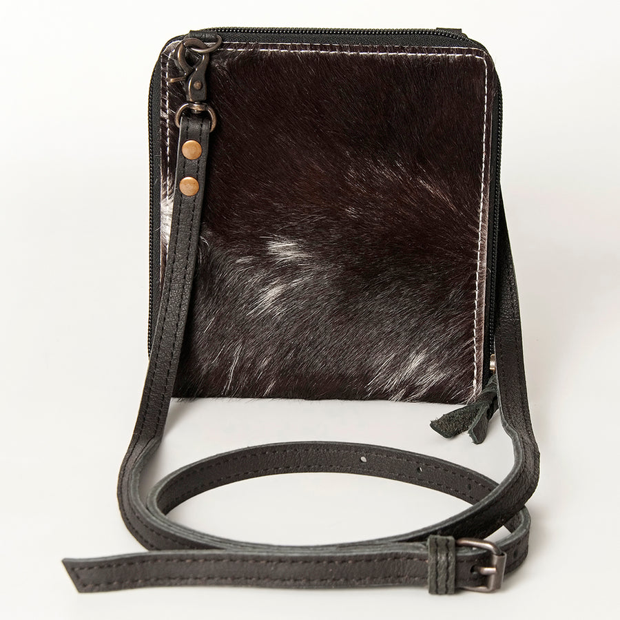 American Darling Cross body Bag, Hair-On Cowhide & Genuine Full Grain Leather, Western Shoulder Purse, 6in (H) X 6in (W)