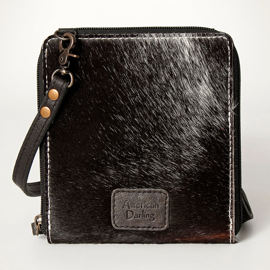 American Darling Cross body Bag, Hair-On Cowhide & Genuine Full Grain Leather, Western Shoulder Purse, 6in (H) X 6in (W)