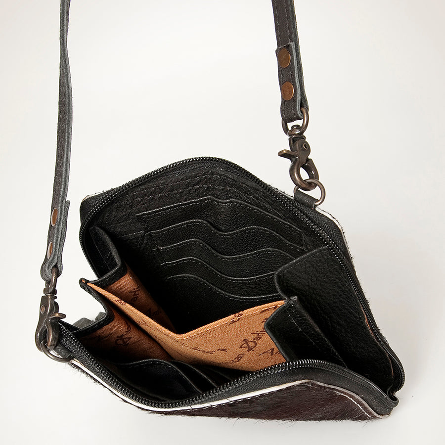 American Darling Cross body Bag, Hair-On Cowhide & Genuine Full Grain Leather, Western Shoulder Purse, 6in (H) X 6in (W)
