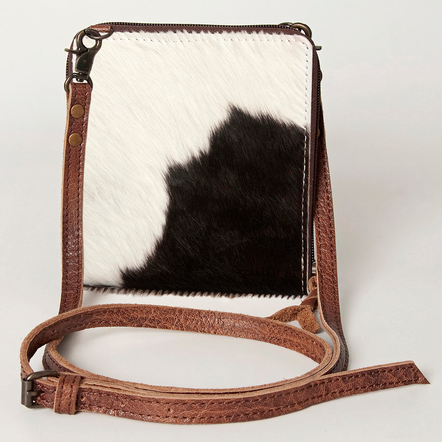 American Darling Cross body Bag, Hair-On Cowhide & Genuine Full Grain Leather, Western Shoulder Purse, 6in (H) X 6in (W)