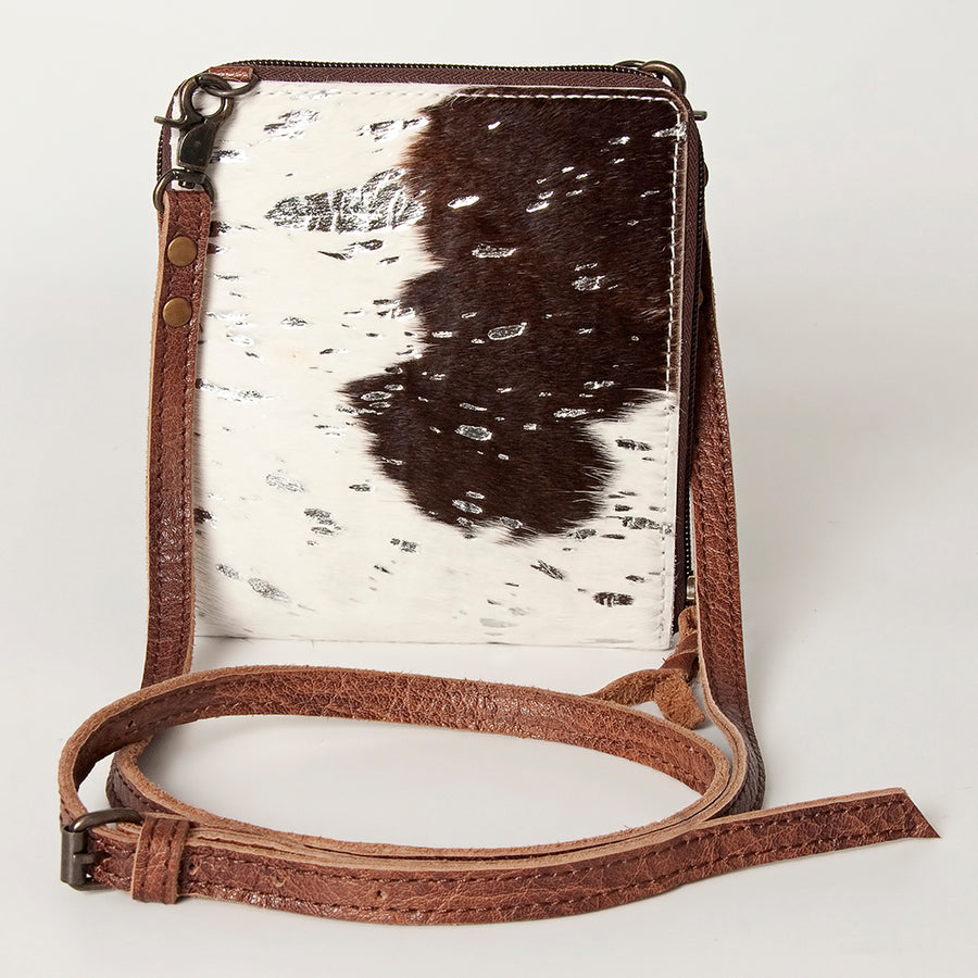 American Darling Cross body Bag, Hair-On Cowhide & Genuine Full Grain Leather, Western Shoulder Purse, 6in (H) X 6in (W)