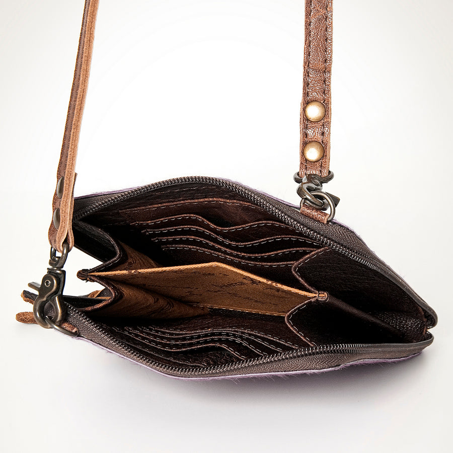 American Darling Cross body Bag, Hair-On Cowhide & Genuine Full Grain Leather, Western Shoulder Purse, 6in (H) X 6in (W)