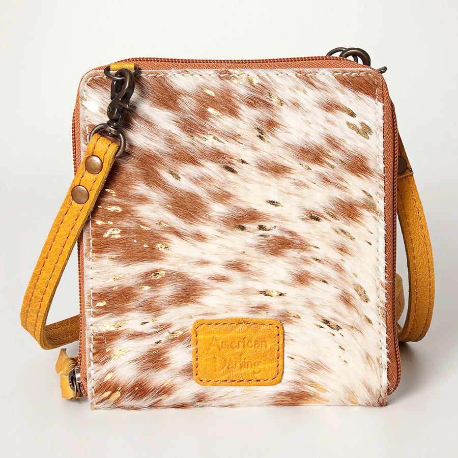 American Darling Cross body Bag, Hair-On Cowhide & Genuine Full Grain Leather, Western Shoulder Purse, 6in (H) X 6in (W)