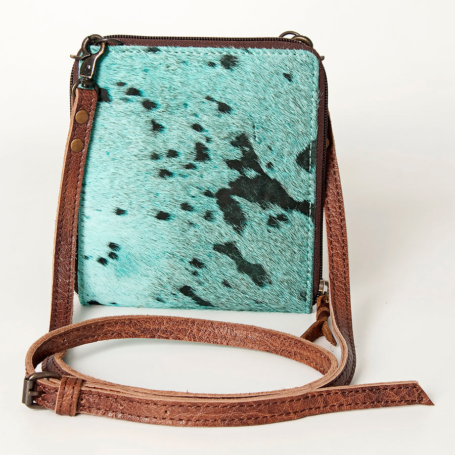 American Darling Cross body Bag, Hair-On Cowhide & Genuine Full Grain Leather, Western Shoulder Purse, 6in (H) X 6in (W)