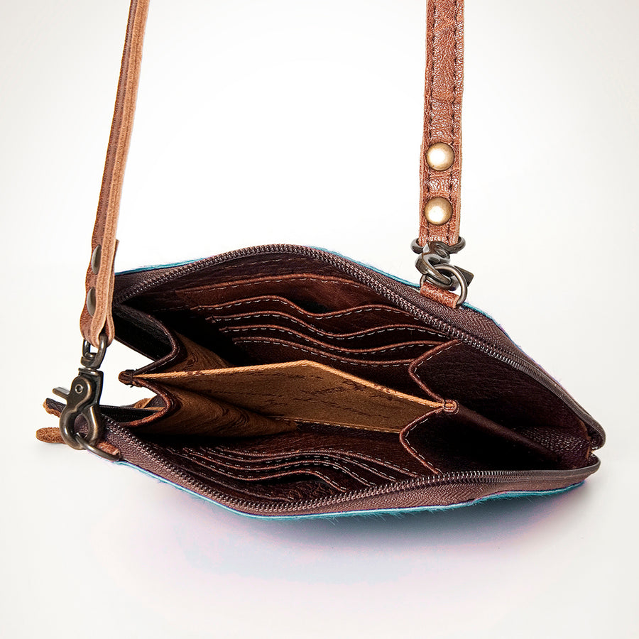 American Darling Cross body Bag, Hair-On Cowhide & Genuine Full Grain Leather, Western Shoulder Purse, 6in (H) X 6in (W)