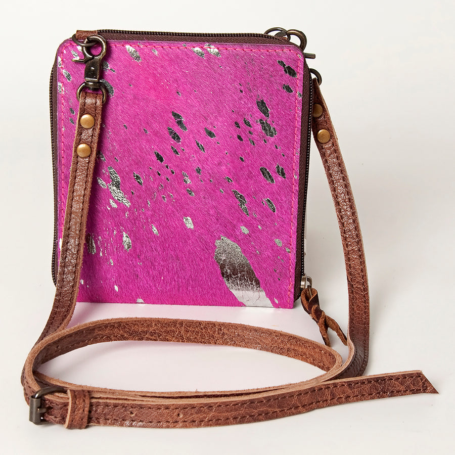 American Darling Cross body Bag, Hair-On Cowhide & Genuine Full Grain Leather, Western Shoulder Purse, 6in (H) X 6in (W)