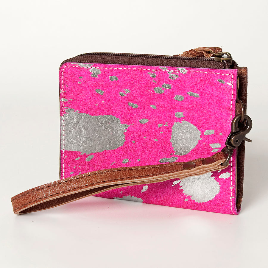 American Darling Handcrafted Leather Coin Purse with Authentic Hair-On Cowhide - Uhorse