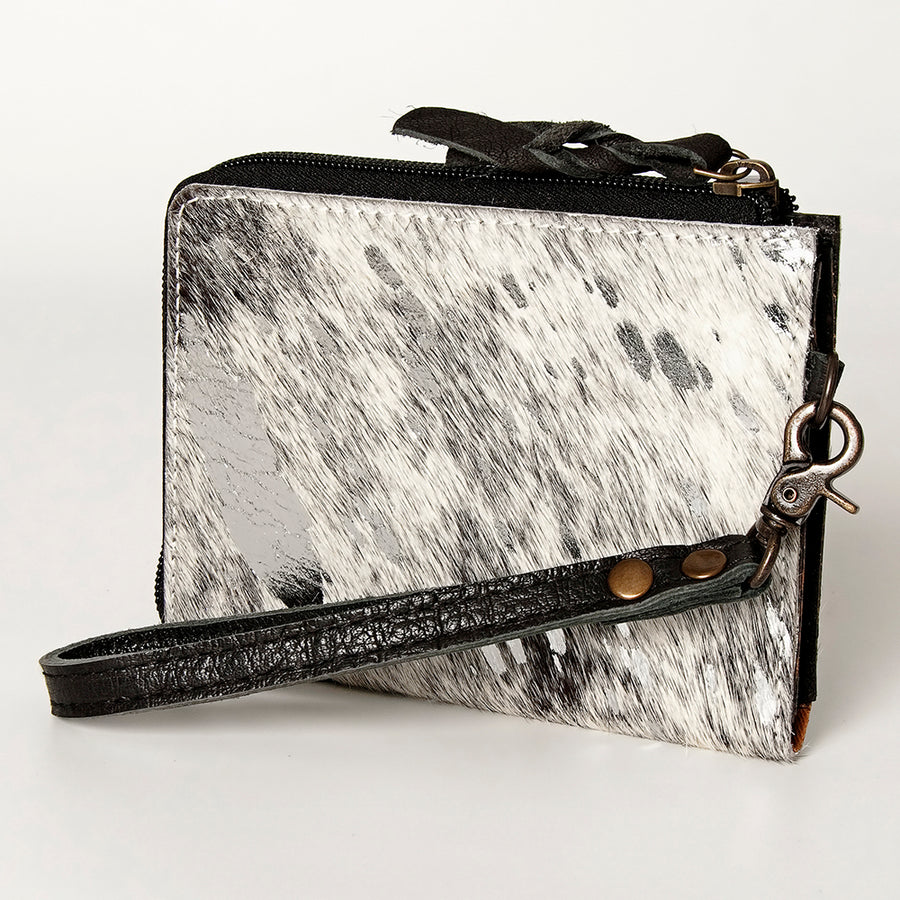 American Darling Handcrafted Leather Coin Purse with Authentic Hair-On Cowhide - Uhorse