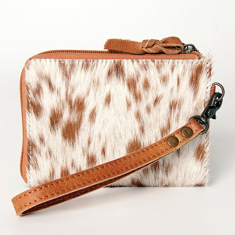 American Darling Coin Purse, Genuine Hair-On Cowhide & Full Grain Leather, Slim Western Travel Pouch, 4.5in (H) X 6.5in (W)