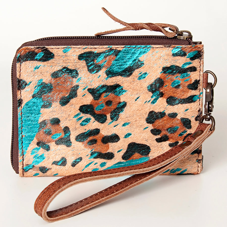 American Darling Coin Purse, Genuine Hair-On Cowhide & Full Grain Leather, Slim Western Travel Pouch, 4.5in (H) X 6.5in (W)