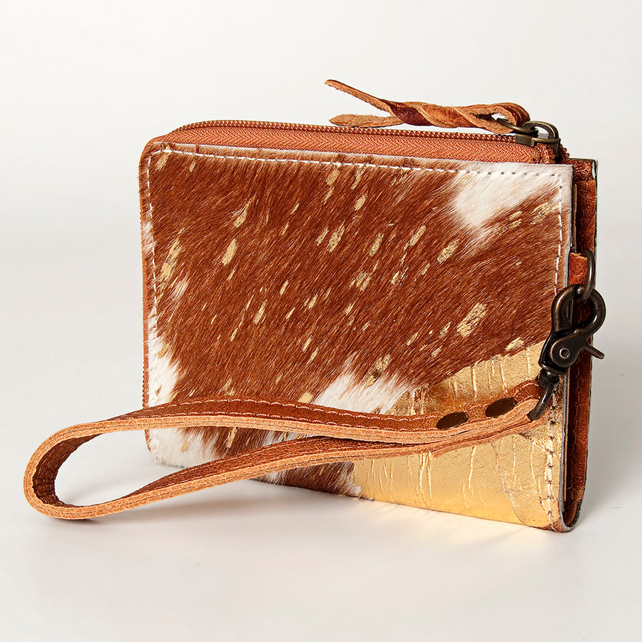 American Darling Handcrafted Leather Coin Purse with Authentic Hair-On Cowhide - Uhorse