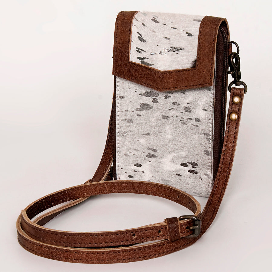 American Darling Handcrafted Leather Cell Phone holder with Hair-On Cowhide - Uhorse