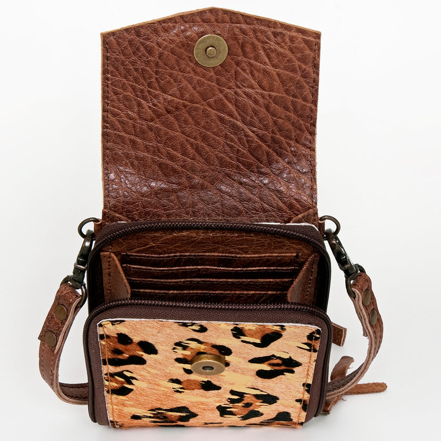 American Darling Cell Phone holder, Genuine Hair-On Cowhide & Full Grain Leather, Western Crossbody Bag, 7in X 4in X 1in