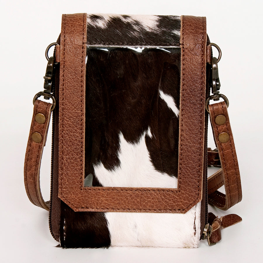American Darling Cell Phone holder, Genuine Hair-On Cowhide & Full Grain Leather, Western Crossbody Bag, 7in X 4in X 1in