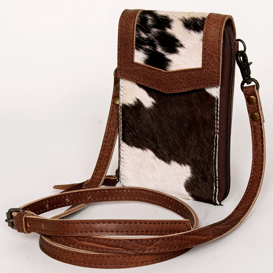 American Darling Handcrafted Leather Cell Phone holder with Hair-On Cowhide - Uhorse