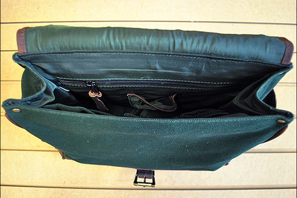 11”W x 12”H x 6”D Hunting Field Bag Leather Canvas