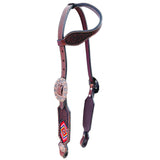 BAR H EQUINE Western Leather Horse Headstall & Breast Collar & Wither Strap