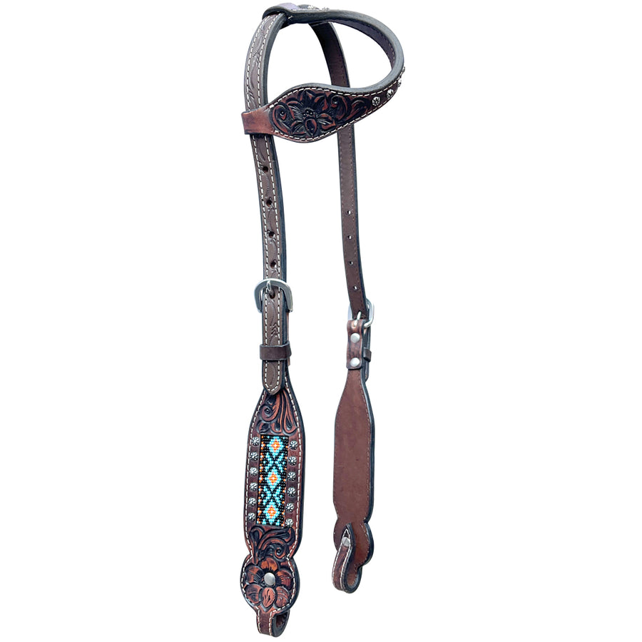 Bar H Equine American Leather Horse Saddle Tack One Ear Headstall | Browband Headstall - Bar H Equine