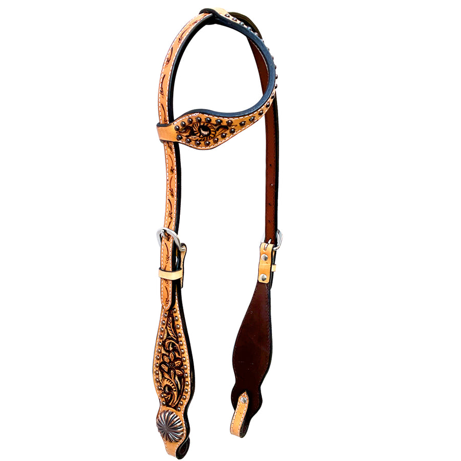 Bar H Equine Genuine Western American Leather Horse One Ear Headstall - Uhorse