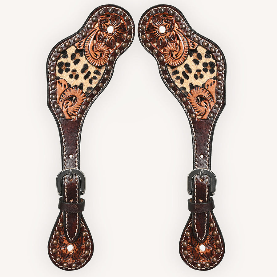 Bar H Equine Horse Riding Western Leather Spurs Straps for Adults women's - Uhorse