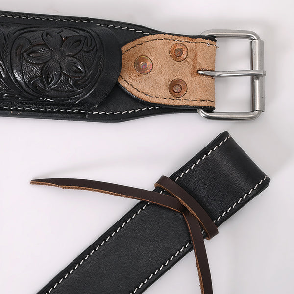 Flanc Arrière Western En Cuir à Outils Floraux Pour Cheval Miniature - Modèle A09 - Neuf