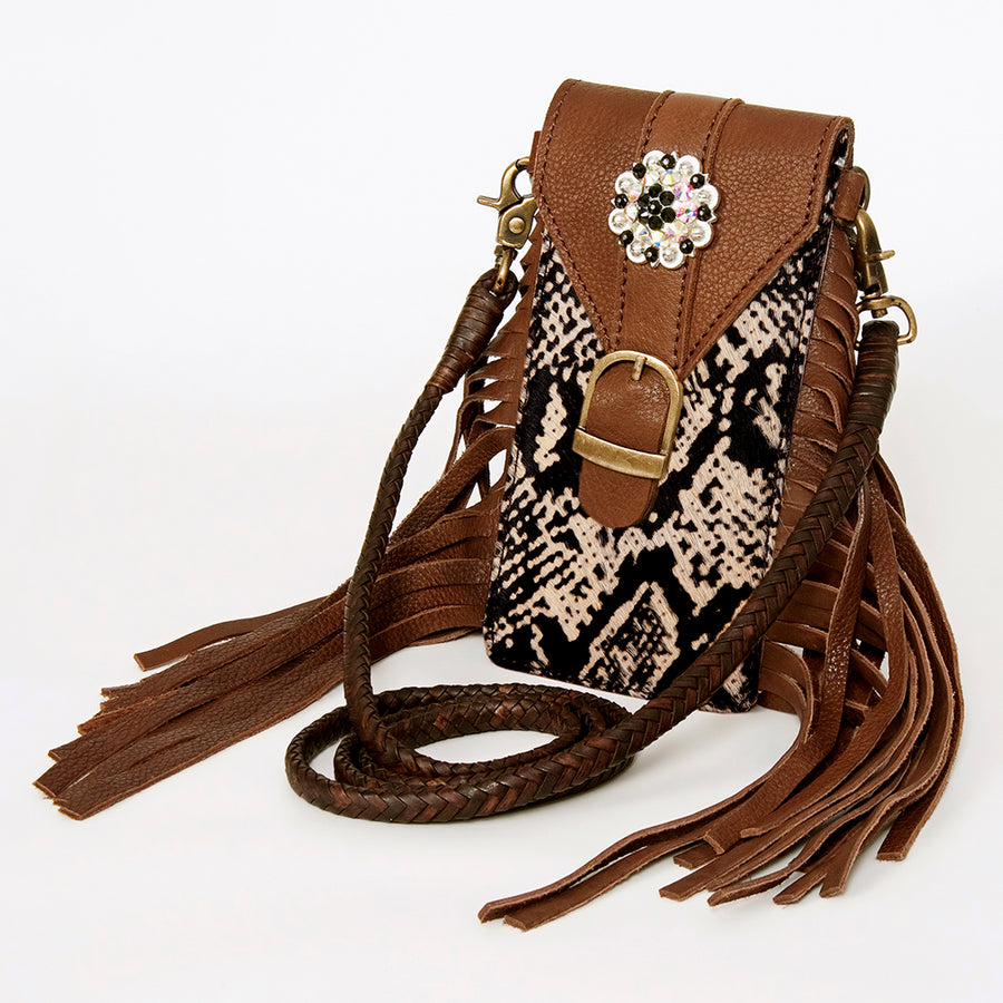 American Darling Hair-On Cowhide Cell Phone Holder Genuine Leather - Uhorse