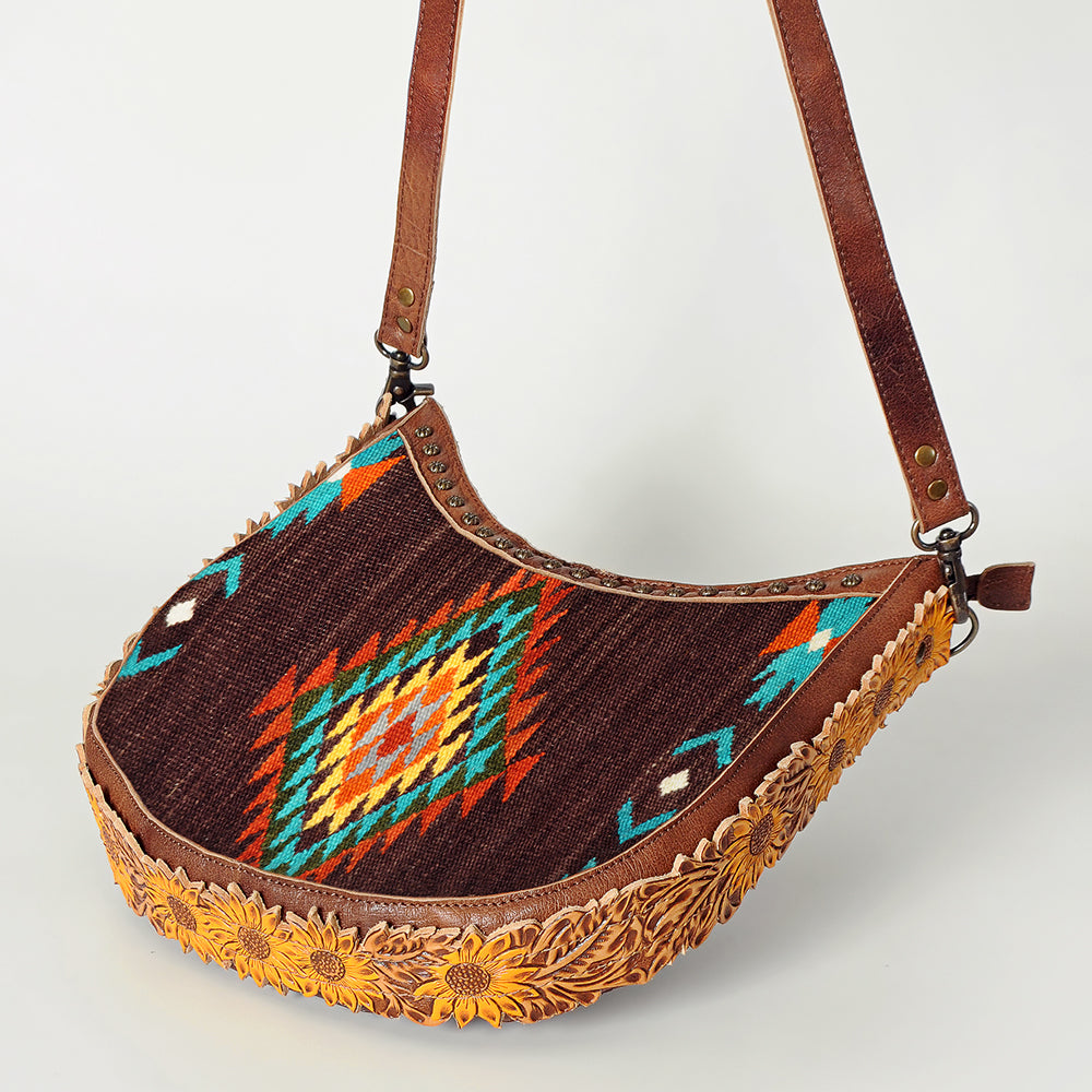 American Darling Hobo Saddle Blanket Fabric Genuine Leather Western Women Bag | Handbag Purse Bags for Wallet Cute