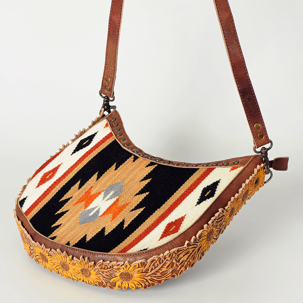 American Darling Hobo Saddle Blanket Fabric Genuine Leather Western Women Bag | Handbag Purse Bags for Wallet Cute