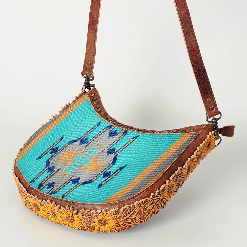 American Darling Hobo Saddle Blanket Fabric Genuine Leather Western Women Bag | Handbag Purse Bags for Wallet Cute