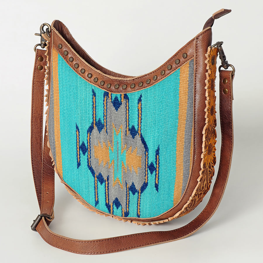 American Darling Handcrafted Hand Tooled Leather and Saddle Blanket Hobo Bag - Uhorse