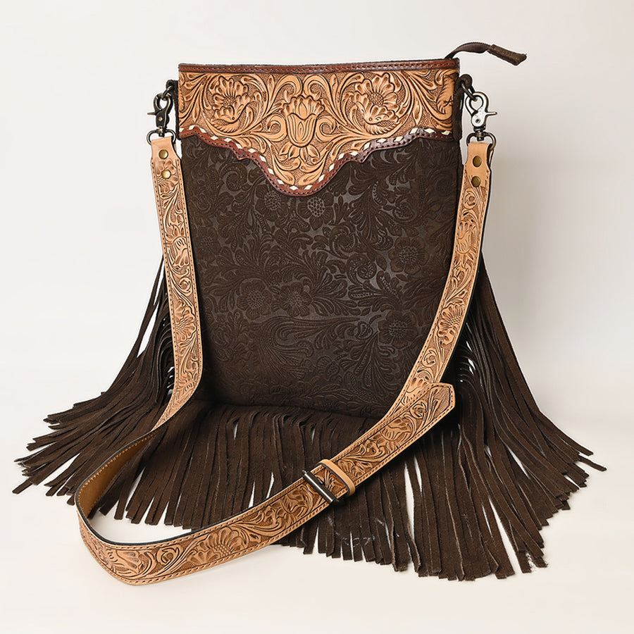 American Darling Large Crossbody Hand Tooled Embossed Genuine Leather Western Women Bag Handbag Purse | Cute - Uhorse
