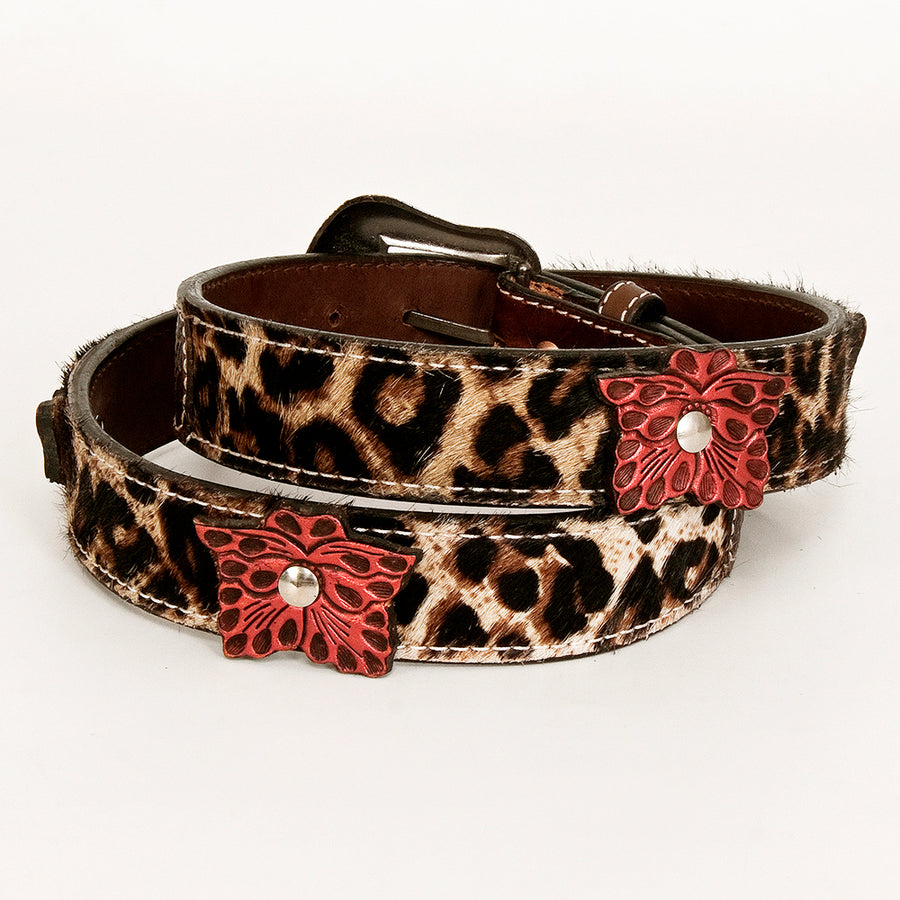 BAR H EQUINE Brown Lilibeth Hand Tooled Genuine Leather Men & Women Belt Unisex Western