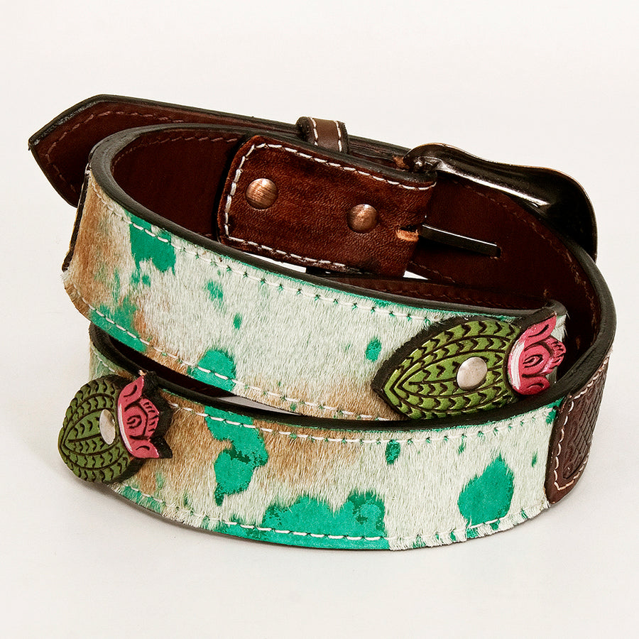 BAR H EQUINE Brown Savannah Wood Hand Tooled Genuine Leather Men & Women Belt Unisex Western
