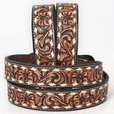 BAR H EQUINE Premium Quality Floral Hand Carved Western Leather Men And Women Belt Brown