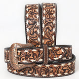 BAR H EQUINE Premium Quality Floral Hand Carved Western Leather Men And Women Belt Brown